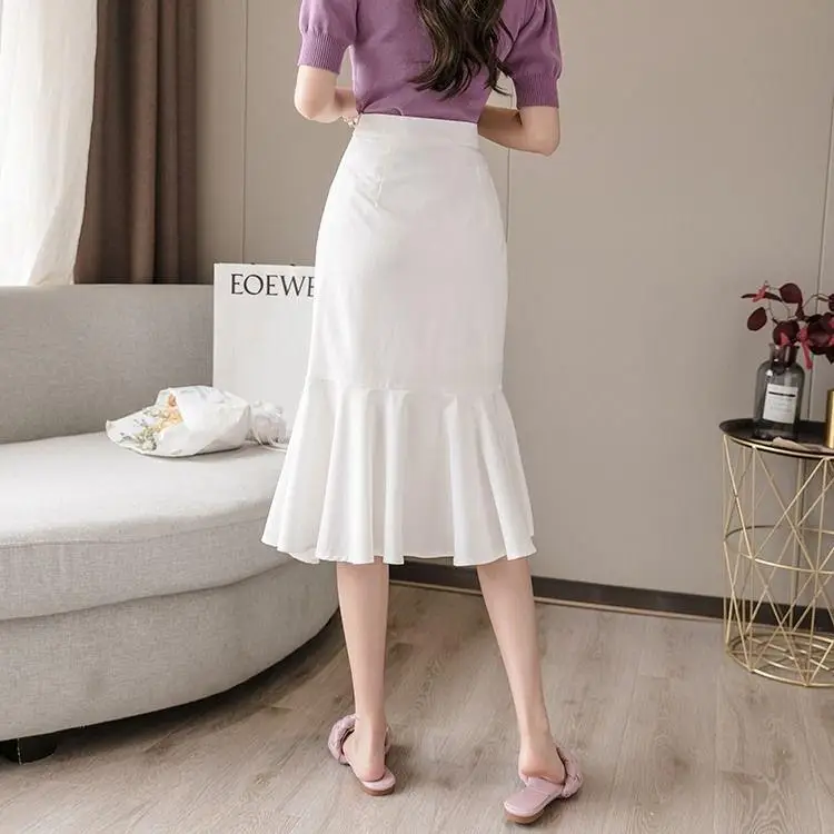 White Fish Tail Skirt High Waist Women Large — feature 18