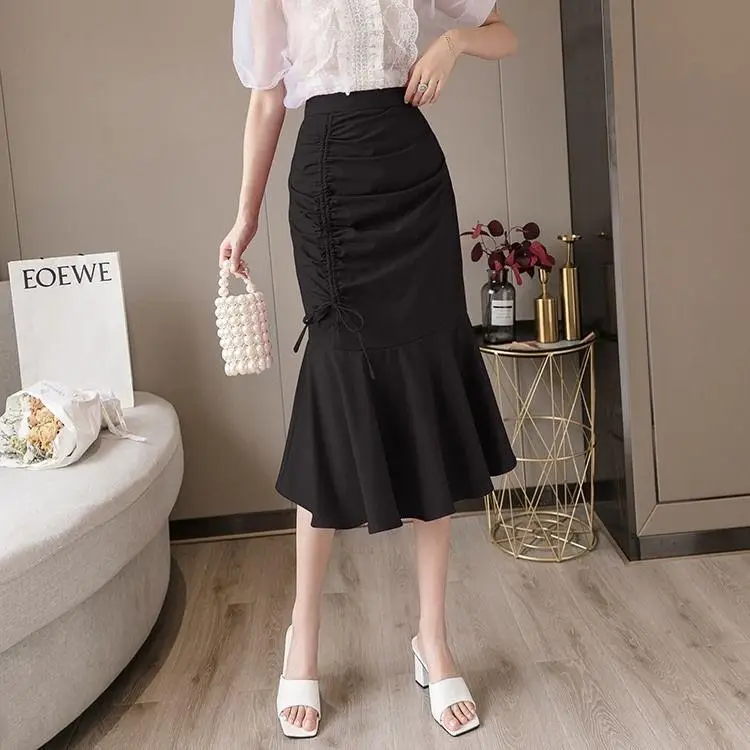 White Fish Tail Skirt High Waist Women Large — feature 19