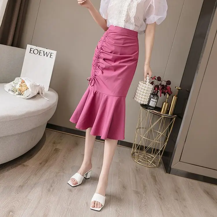 White Fish Tail Skirt High Waist Women Large — feature 5