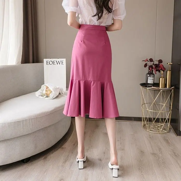 White Fish Tail Skirt High Waist Women Large — feature 7