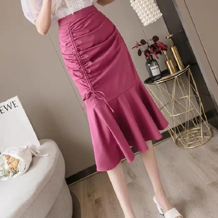 White Fish Tail Skirt High Waist Women Large - Image 3
