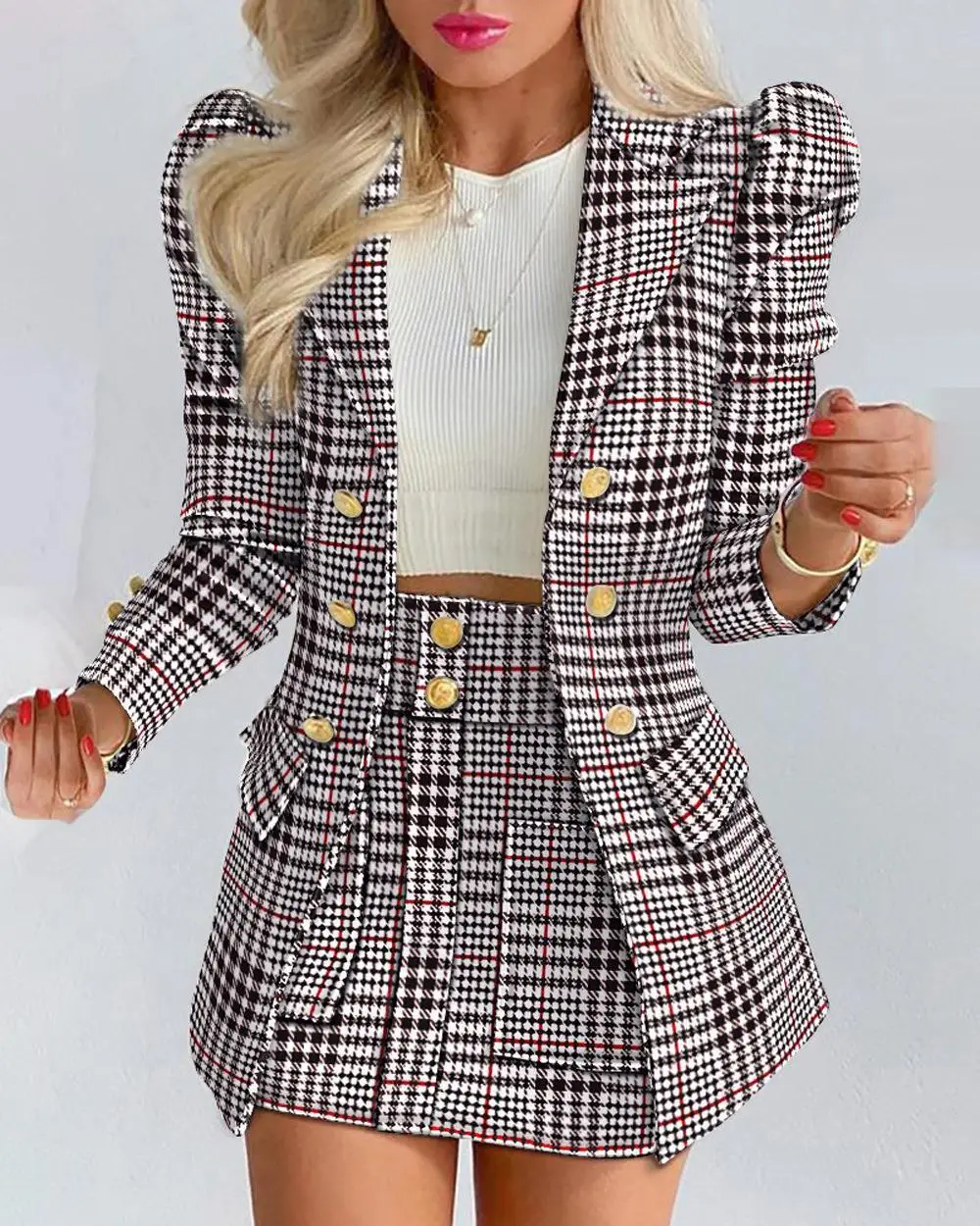 2024 Women Floral Cross-Border Suit White