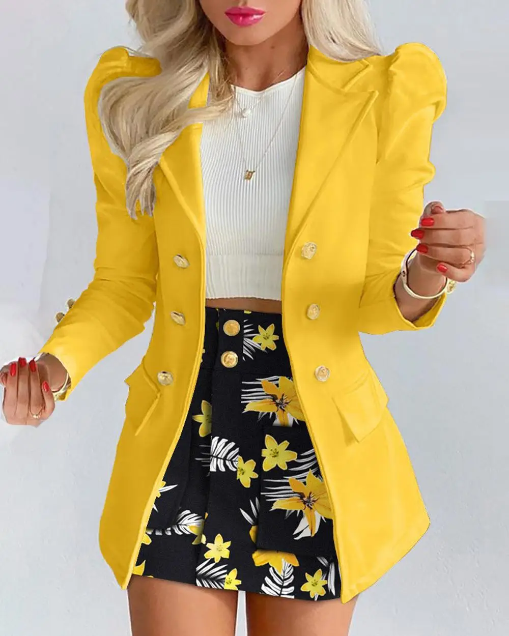 2024 Women Floral Cross-Border Suit White
