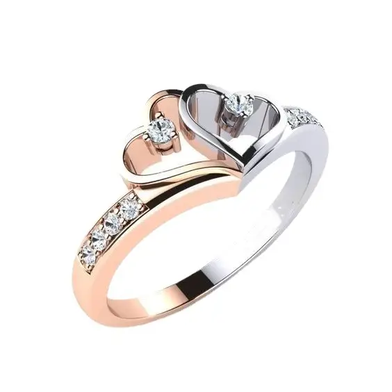 Huajie Double Heart 18K Gold Ring for Women