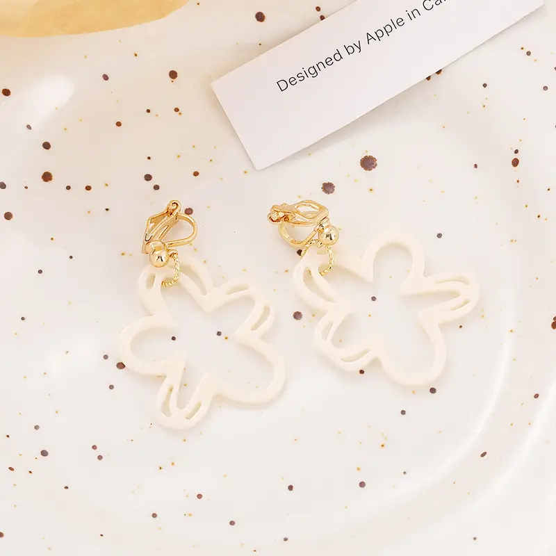 Hollow White Flower Earrings for Women Wholesale - Image 3