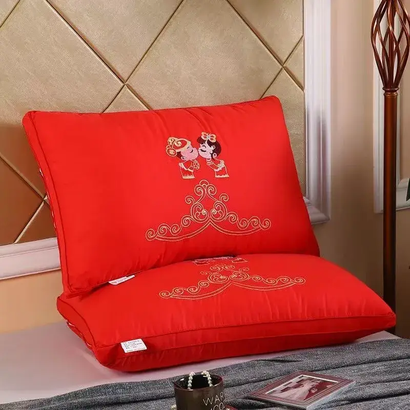 Red Wedding Pillow with Embroidered Design