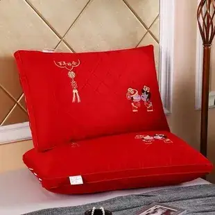 Red Wedding Pillow with Embroidered Design — feature 6