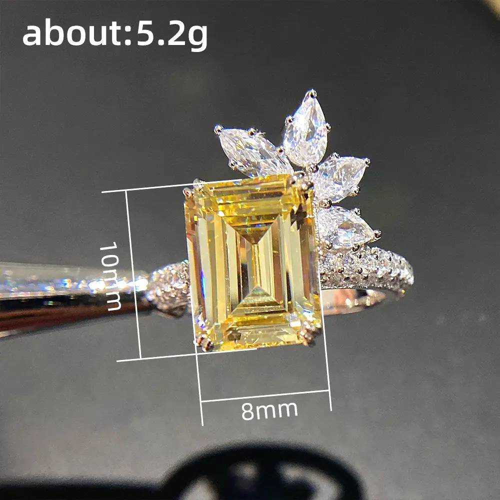 Cao Shi Diamond Flower Ring Yellow Square 5.2g