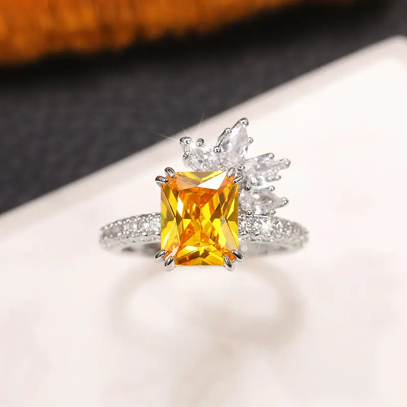 Cao Shi Diamond Flower Ring Yellow Square 5.2g — feature 11