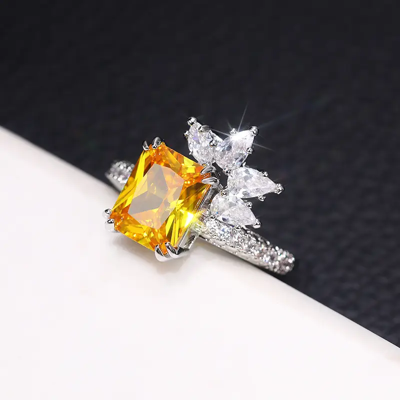 Cao Shi Diamond Flower Ring Yellow Square 5.2g — feature 12