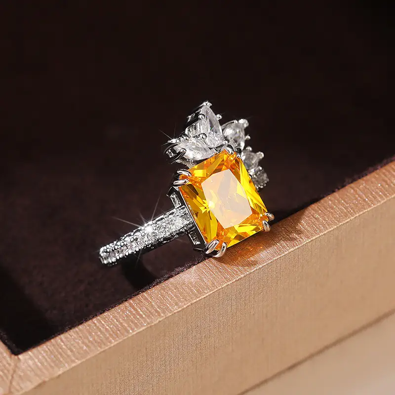 Cao Shi Diamond Flower Ring Yellow Square 5.2g — feature 15