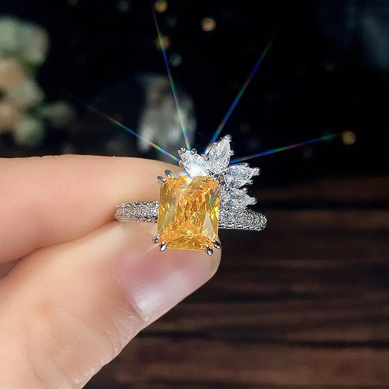 Cao Shi Diamond Flower Ring Yellow Square 5.2g — feature 16