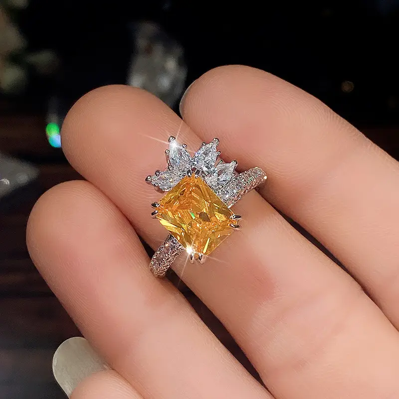 Cao Shi Diamond Flower Ring Yellow Square 5.2g — feature 17