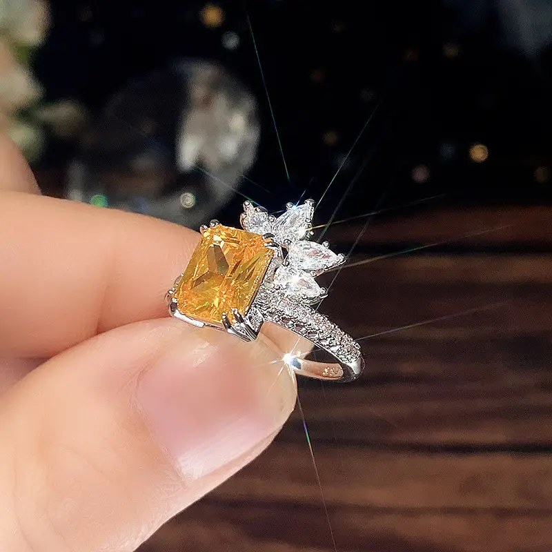 Cao Shi Diamond Flower Ring Yellow Square 5.2g — feature 18