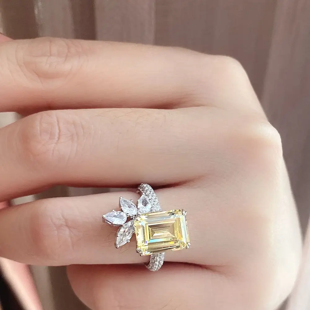Cao Shi Diamond Flower Ring Yellow Square 5.2g — feature 4