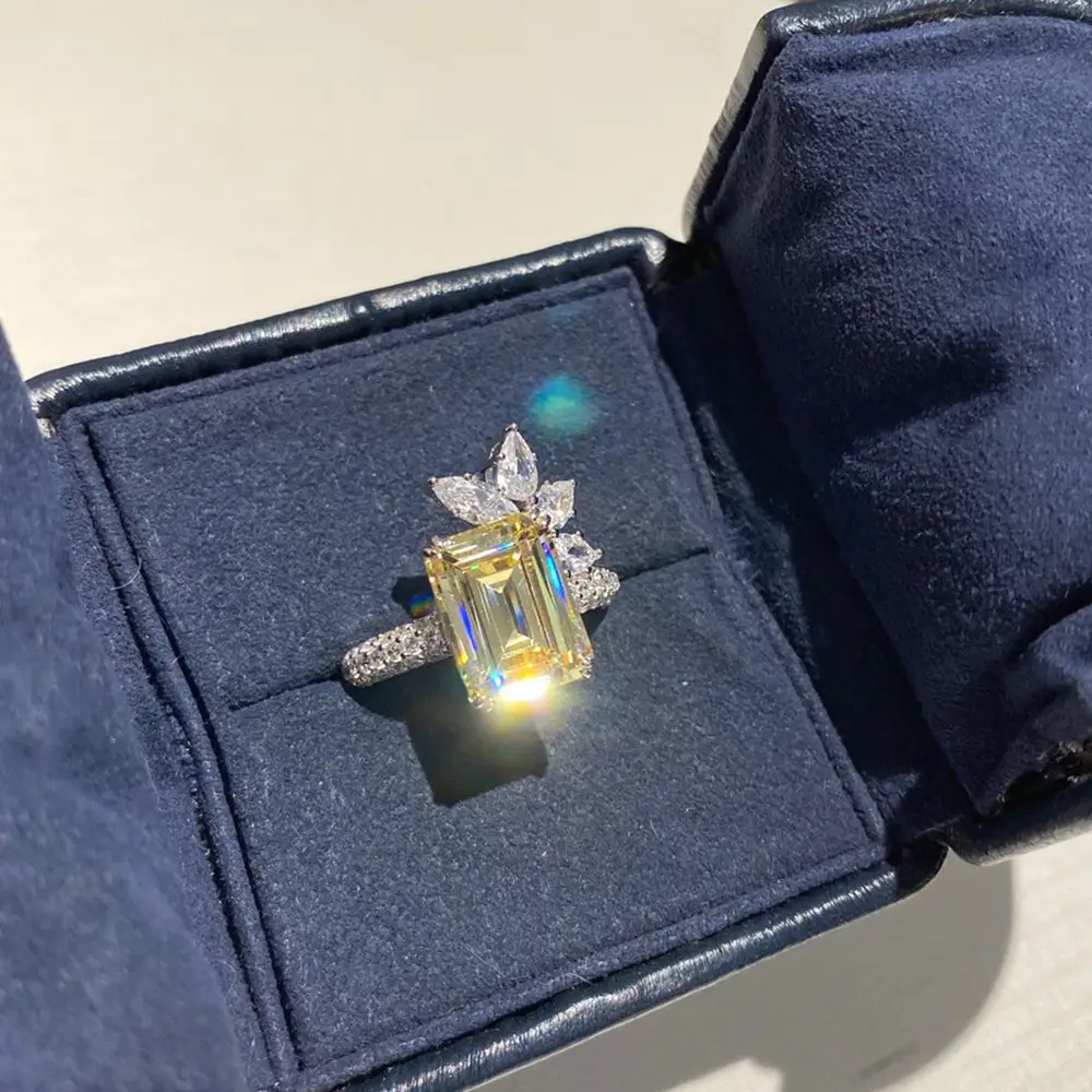 Cao Shi Diamond Flower Ring Yellow Square 5.2g — feature 7