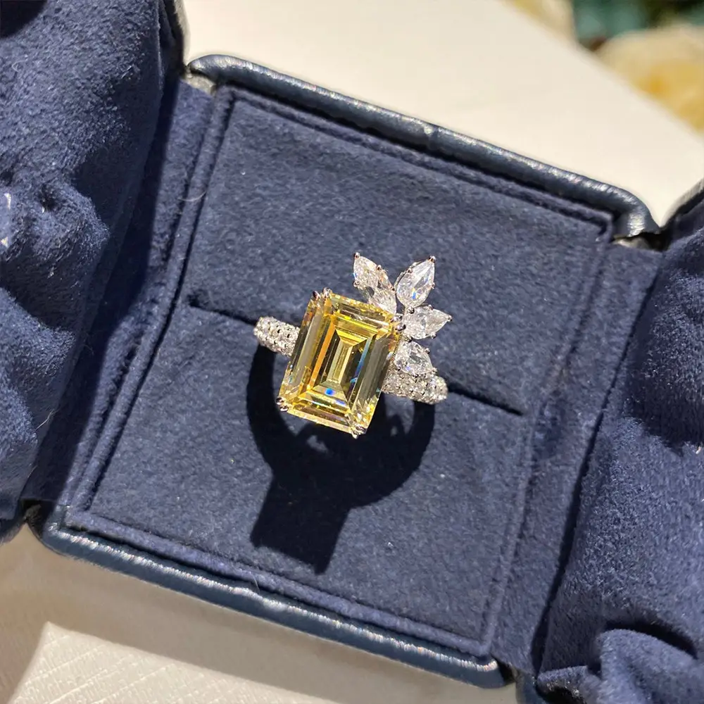 Cao Shi Diamond Flower Ring Yellow Square 5.2g — feature 8