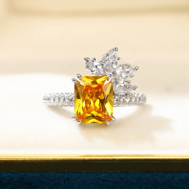 Cao Shi Diamond Flower Ring Yellow Square 5.2g — feature 9