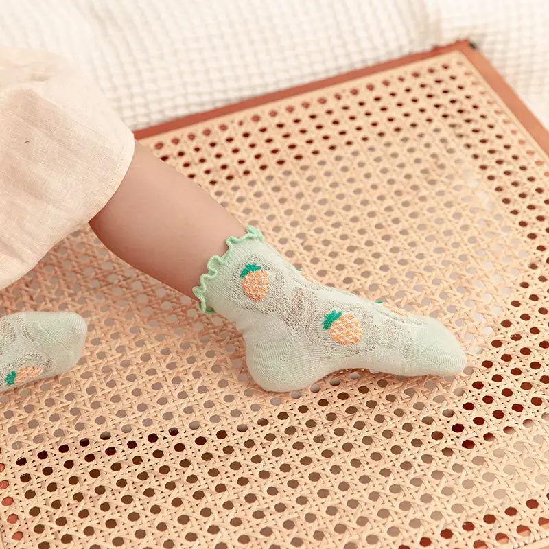 Baby Fruit Mesh Socks Light Green Cartoon Embroidered - Image 7