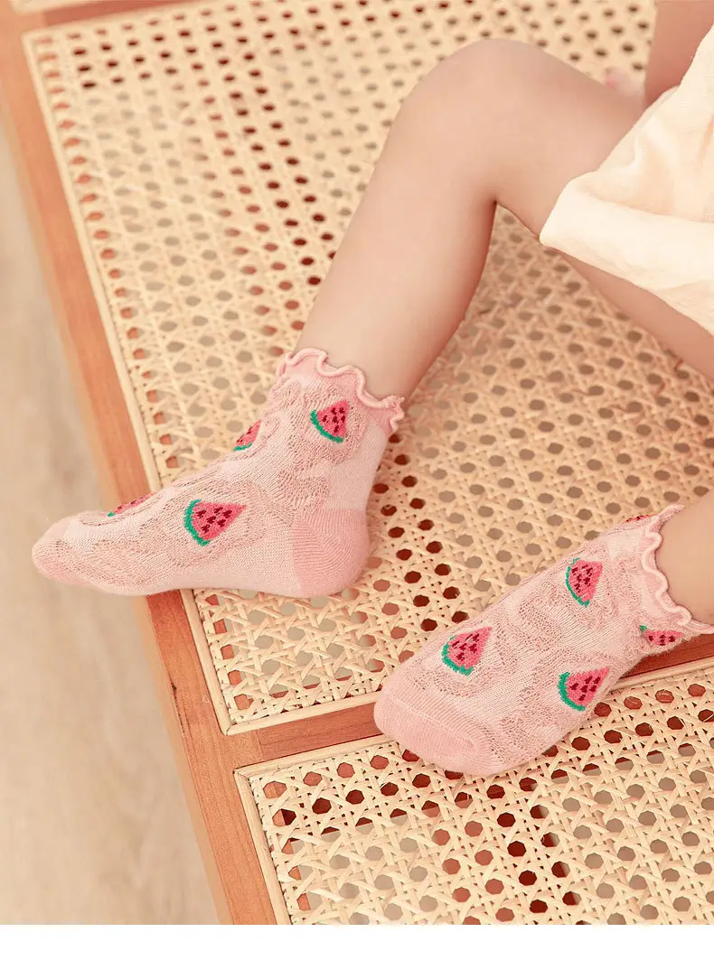 Baby Fruit Mesh Socks Light Green Cartoon Embroidered — feature 3