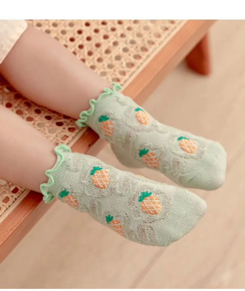 Baby Fruit Mesh Socks Light Green Cartoon Embroidered — feature 9