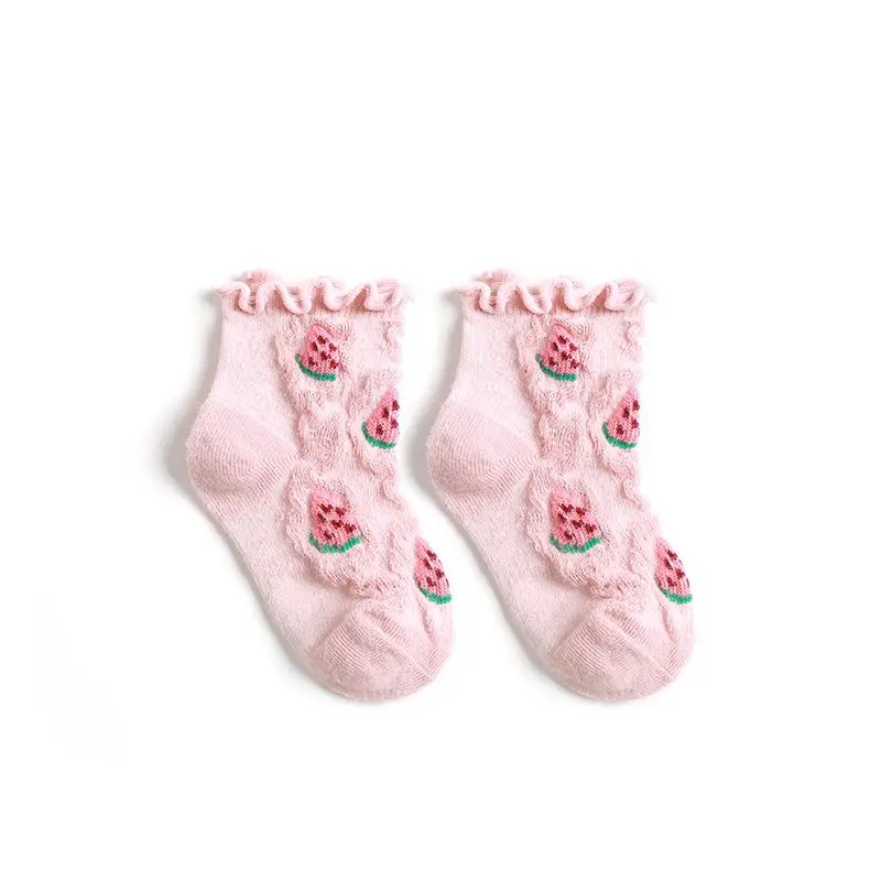 Baby Fruit Mesh Socks Light Green Cartoon Embroidered - Image 2