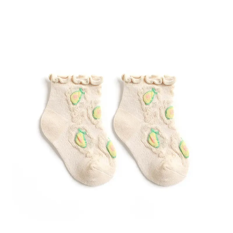 Baby Fruit Mesh Socks Light Green Cartoon Embroidered - Image 3