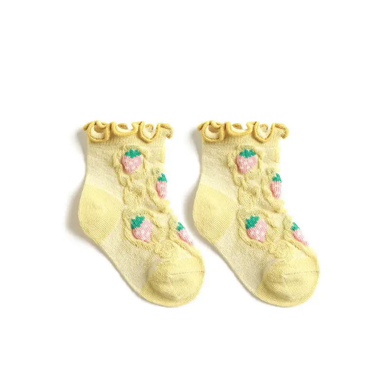 Baby Fruit Mesh Socks Light Green Cartoon Embroidered - Image 4