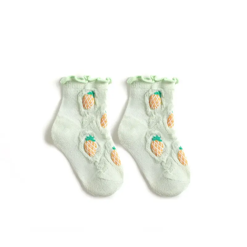 Baby Fruit Mesh Socks Light Green Cartoon Embroidered - Image 5