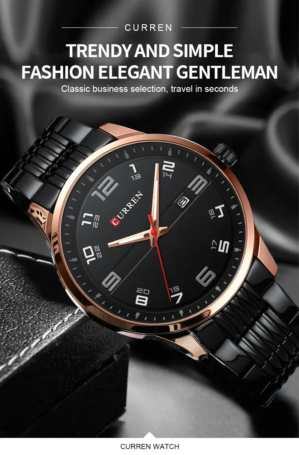 Men's Quartz Watch Steel Band Grey Dial Waterproof — feature 2