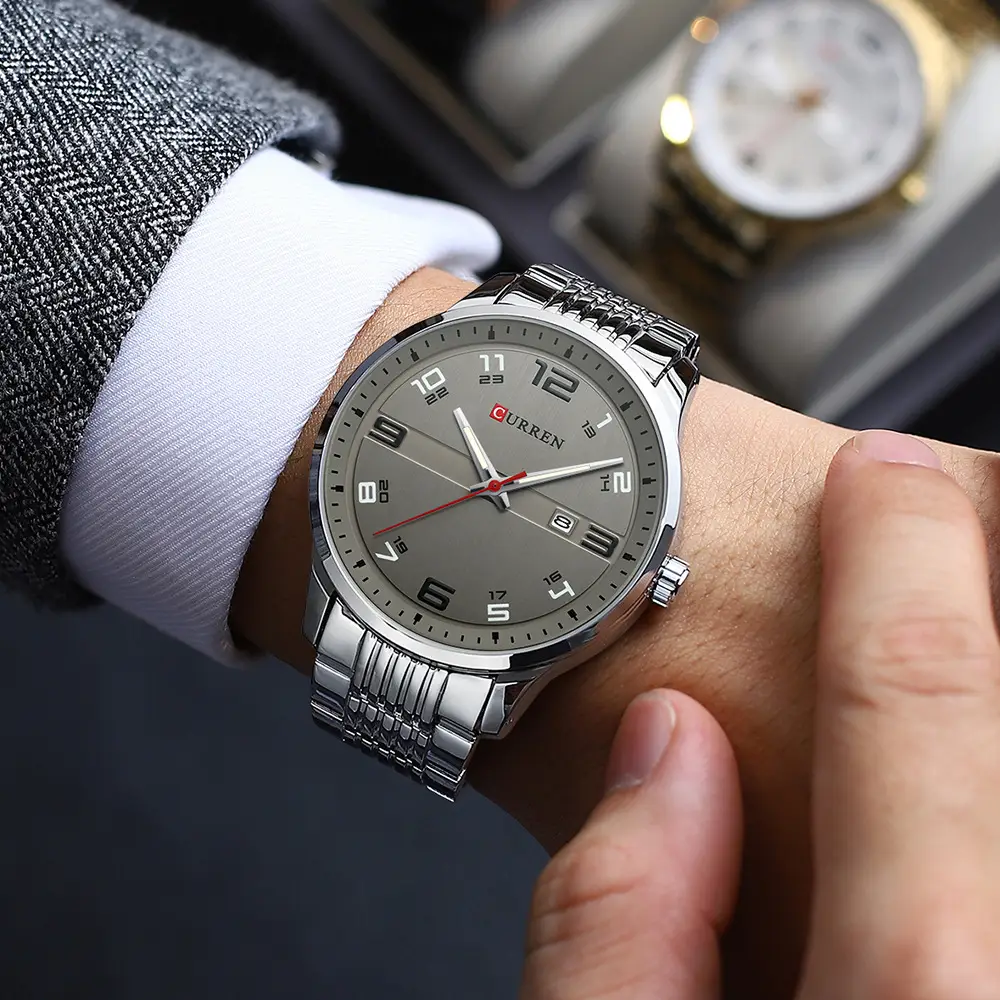 Men's Quartz Watch Steel Band Grey Dial Waterproof — feature 22