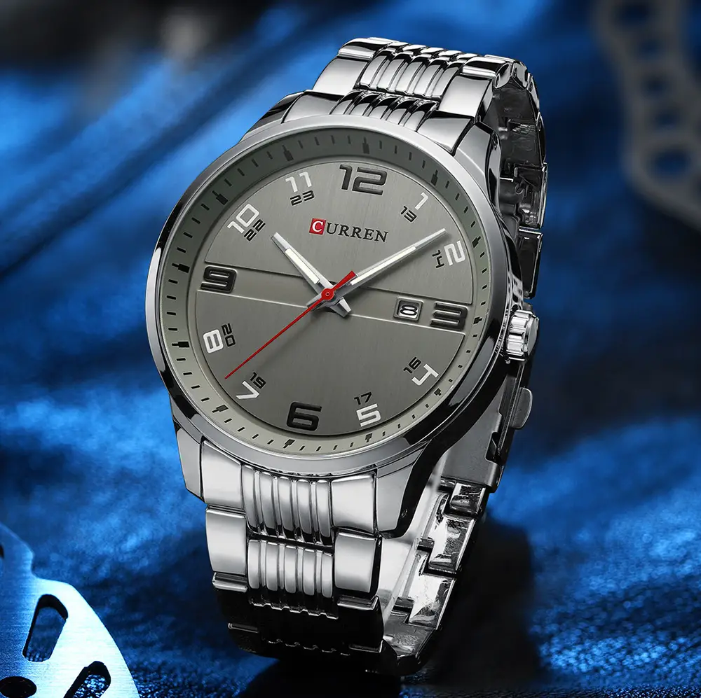 Men's Quartz Watch Steel Band Grey Dial Waterproof — feature 23