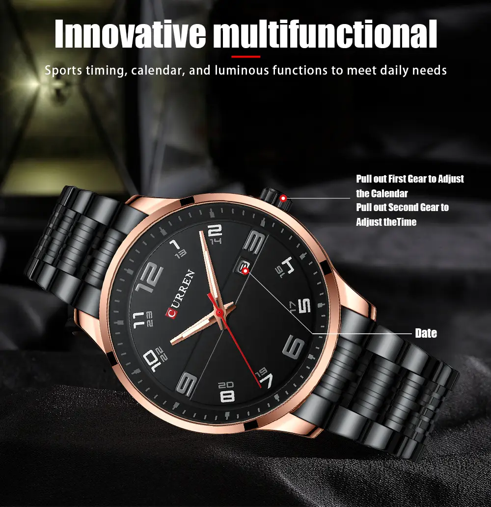 Men's Quartz Watch Steel Band Grey Dial Waterproof — feature 9