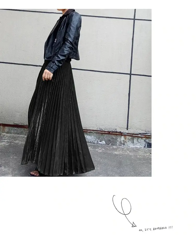 Gold Velvet Pleated Skirt Mid Length A-Line — feature 12