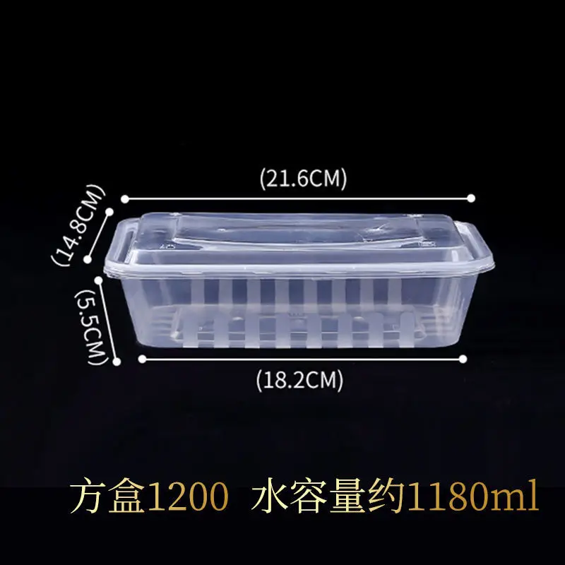 Thickened Disposable Lunch Box Rectangular Black Plastic