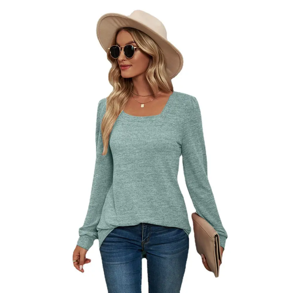 2022 Amazon Autumn T-Shirt U-Collar Sleeve Casual Loose