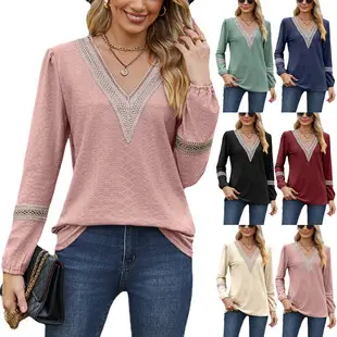 2022 Amazon Autumn T-Shirt U-Collar Sleeve Casual Loose — feature 10