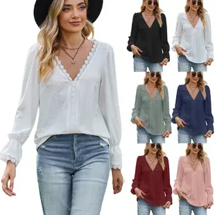 2022 Amazon Autumn T-Shirt U-Collar Sleeve Casual Loose — feature 11