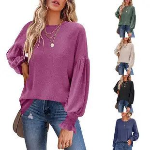 2022 Amazon Autumn T-Shirt U-Collar Sleeve Casual Loose — feature 12
