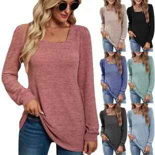 2022 Amazon Autumn T-Shirt U-Collar Sleeve Casual Loose — feature 2