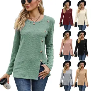 2022 Amazon Autumn T-Shirt U-Collar Sleeve Casual Loose — feature 5