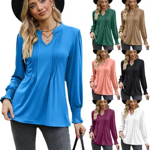 2022 Amazon Autumn T-Shirt U-Collar Sleeve Casual Loose — feature 8