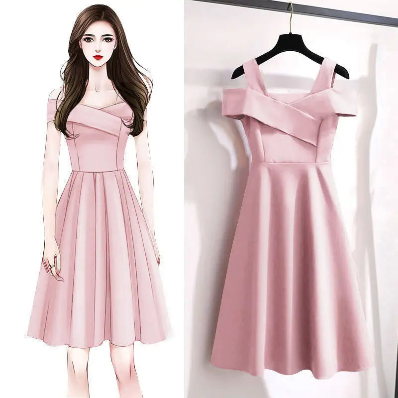 Black Fat Girl Slimming Waist Skirt Dress - Image 2