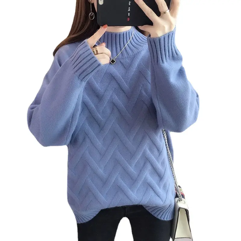 Women Knitted Half Turtleneck Sweater 2022 Winter - Image 12