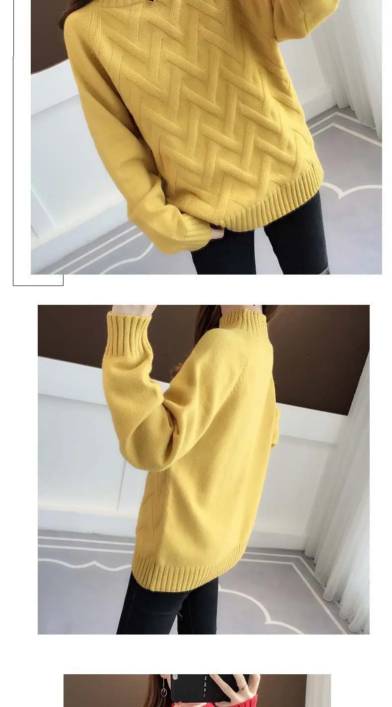 Women Knitted Half Turtleneck Sweater 2022 Winter — feature 11