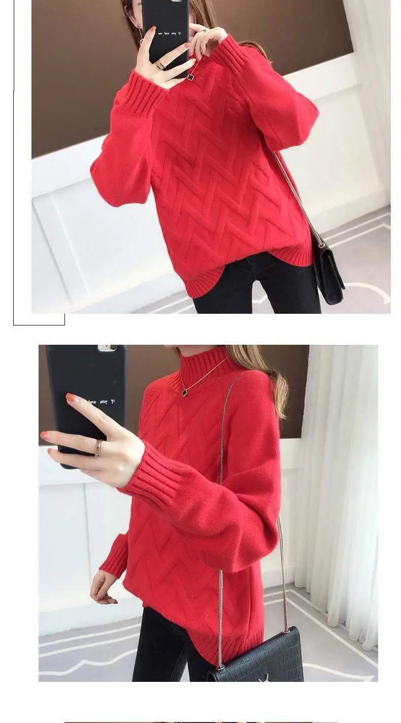 Women Knitted Half Turtleneck Sweater 2022 Winter — feature 13