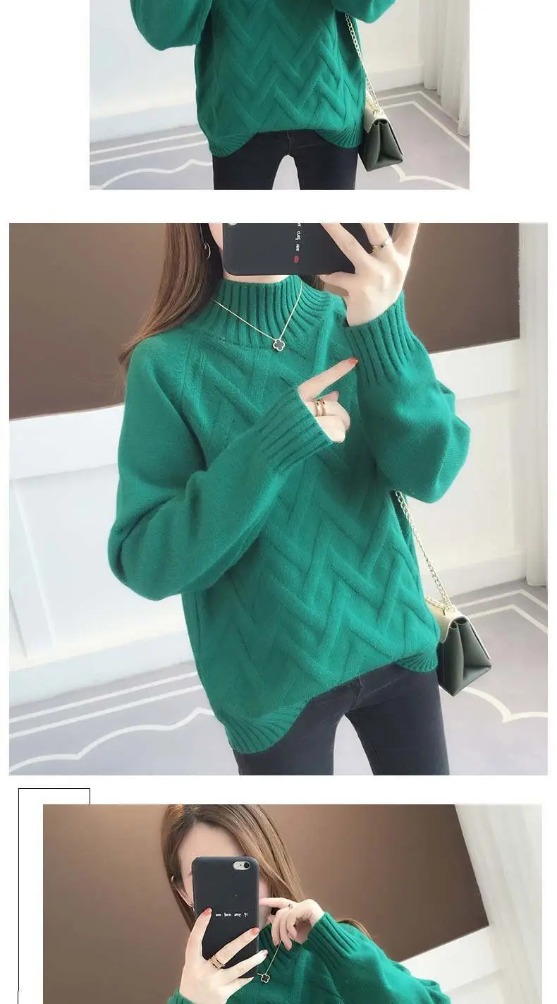 Women Knitted Half Turtleneck Sweater 2022 Winter — feature 6