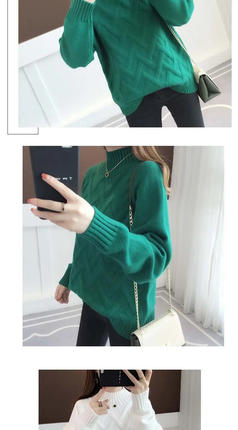 Women Knitted Half Turtleneck Sweater 2022 Winter — feature 7
