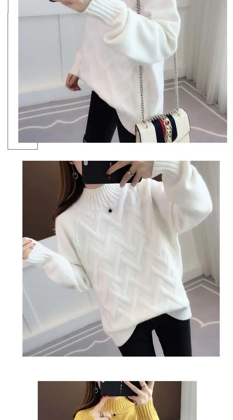 Women Knitted Half Turtleneck Sweater 2022 Winter — feature 9
