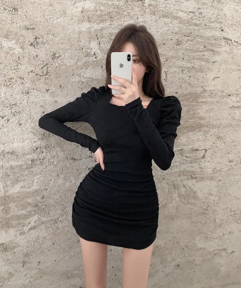 Women Puff Sleeve Pleated Skirt Brown — feature 16